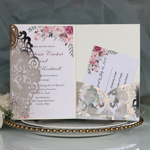 Invitación de compromiso estilo europeo, tarjeta de felicitación festiva, invitación de boda cortada con láser, disponible al por mayor - Product Image 4