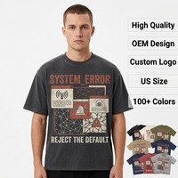 T-shirt à manches courtes pour homme de haute qualité, col rond, délavé à l'acide, design personnalisé OEM, impression DTG, style vintage streetwear