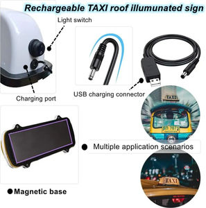 Luz de señal de <span class=keywords><strong>taxi</strong></span> magnética con batería recargable USB, señal de <span class=keywords><strong>taxi</strong></span> de techo con señal iluminada de techo de cabina de <span class=keywords><strong>taxi</strong></span> impermeable magnética - Product Image 2