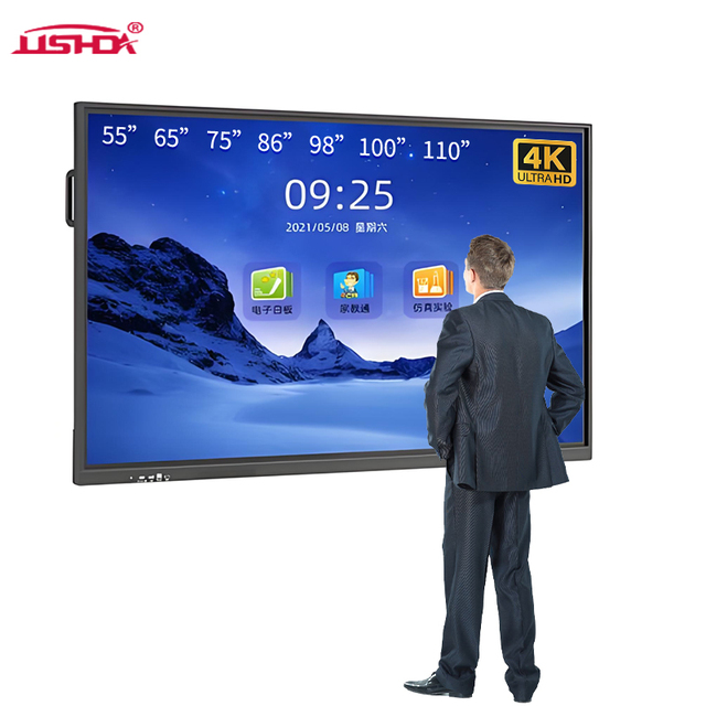 55/65/75/86/98/100/110inch 20-Point Pen/Finger Touch Interactive Flat Panel Android Windows OS 4K LCD Teaching Interactive Board