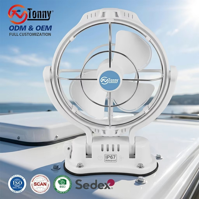 12V/24V RV Marine Ventilation Fan IP67 Waterproof Roof Ceiling Fan for Boat Cabin Campervan Yacht and Tiny Home