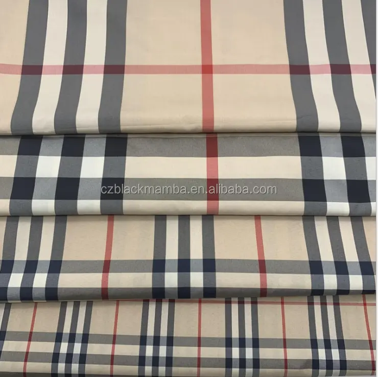 Cung cấp quần áo vải sợi bán buôn đồng bằng kẻ sọc lót Oxford nhuộm 75D pongee Scotland Ba dòng Polyester dệt tráng 055