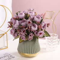 Vente en gros de bouquets de fleurs artificielles en soie de haute qualité, fabriquées à la main, parfumées, douces au toucher, de pivoine et de clou de girofle, pour mariage et Noël