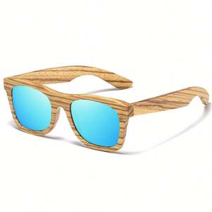 Gafas de Sol Cuadradas de Madera con Bisagras Metálicas y Logotipo Personalizado al por Mayor, Gafas de Sol Polarizadas de Madera de Zebra para Hombre y Mujer - Product Image 6