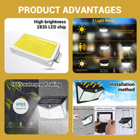 Applique murale extérieure pour porte d'entrée, garage, jardin, étanche IP65, 3 modèles, capteur de mouvement sans fil, 208LED