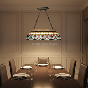 Lámpara Colgante de Vitral Estilo Barroco Tiffany de 6 Luces LED, Altura Ajustable, Luz Cuidadora de la Vista para Villas, Hoteles y Salas de Estar - Product Image 5