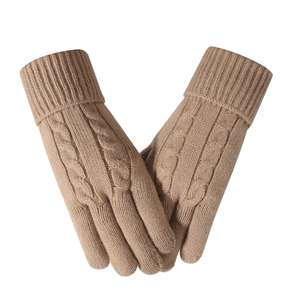 Kadın polar astarlı çift katmanlı kalınlaşmış örme eldiven kış açık bisiklet soğuk dayanıklı dokunmatik açık - Product Image 4