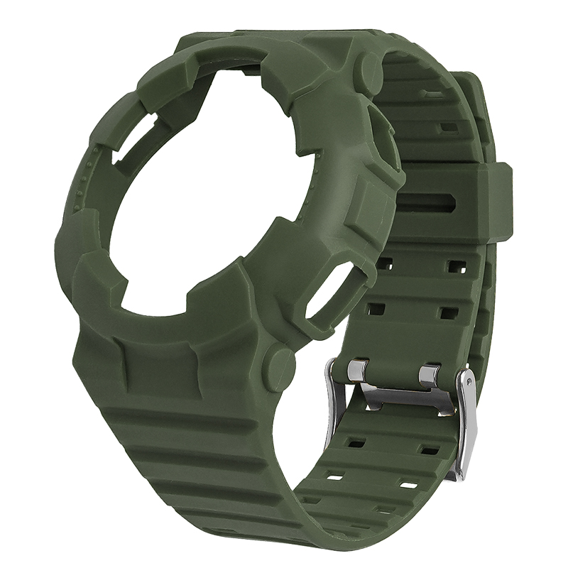 สีเขียวทหาร + หัวเข็มขัดเงิน