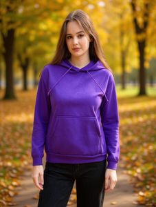 Sudadera con Capucha para Mujer, 100% Algodón, Color Sólido, Corte Regular, Transpirable, Informal, para Otoño, con Bolsillos, Manga Larga, Tejido de Punto - Product Image 2