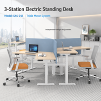 Bureau électrique réglable en hauteur en forme de L avec trois moteurs et écran LED, bureau assis-debout à mémoire de position
