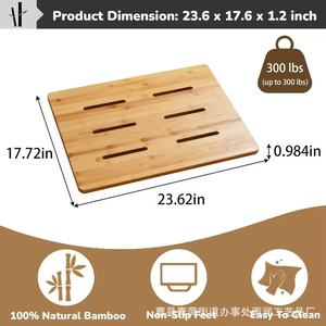 Alfombra Antideslizante de Bambú para Baño, Alfombra Impermeable para Ducha, Rectangular, Estilo Minimalista, Diseño Sólido - Product Image 4