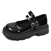 Chaussures Mary Jane pour enfants en cuir verni à plateforme avec boucle cœur, antidérapantes, pour l'école et les occasions formelles