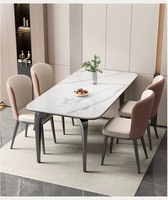 Table à manger en dalle de pierre MYUZ, écologique, pour petit appartement, usage domestique, nouvelle collection 2026, table et chaises de style moderne minimaliste