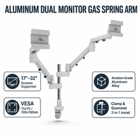 Nouveau support d'écran 32 pouces en aluminium aérospatial avec base à deux pinces, ressort à gaz et pivotant à 90°/180°