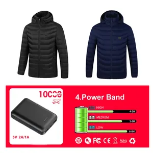 เสื้อกันหนาวมีฮู้ดสำหรับผู้ชาย,เสื้อกันหนาวไฟฟ้าอัจฉริยะชาร์จไฟผ่าน USB กันน้ำได้เสื้อแจ็คเก็ตมีฮู้ด
