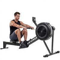 Máquina de Remo con Resistencia al Aire, Equipo de Gimnasio en Casa, Equipo de Fitness Comercial, Pantalla LED, Máquina de Remo Plegable