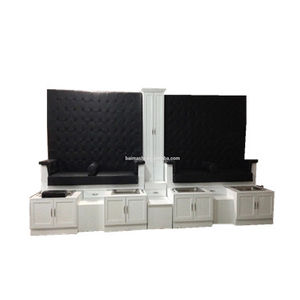 Bomacy Offre Spéciale Meubles De Salon De Beauté Noire À Dossier Haut <span class=keywords><strong>Double</strong></span> Station De Pédicure/banc/chaise - Product Image 1