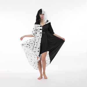 Disfraz <span class=keywords><strong>de</strong></span> <span class=keywords><strong>Halloween</strong></span> 101 Loyal para Mujer Adulta, Modelo Echo Cos, Sirena Blanca y Negra, Kuila <span class=keywords><strong>De</strong></span> Ville, Vestido con Puntos para Actuación en Escenario, Poliéster - Product Image 2