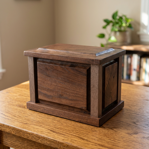 Natural Wood Finish American Style Modern Wooden Cremation Urn <b>Memorial</b> Ashes <b>Box</b> Adult Burial 200-220 Cubic Inch Eco-Friendly - Product Image 1