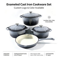 Ensemble de 4 casseroles écologiques et durables, faitout, poêle, revêtement émaillé antiadhésif, minimaliste, compatible four, en fonte