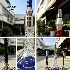Set de Hookah de Vidrio Transparente con Eje de Aluminio, Base de Acero Inoxidable, 1 Manguera, Shisha Moderna para Fumar, Ideal para Bares y Regalos - Product Image 4