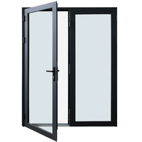 Porte d'entrée à double battant à rupture de pont thermique, en verre trempé, avec isolation phonique