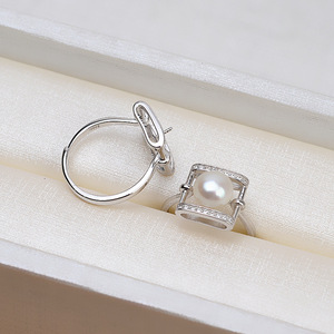 Anneau de cheveux féminin en argent S925, carré ouvert, avec 8-9 perles, bijoux DIY, accessoires avec plateau vide, collection Tide 1516 - Product Image 4