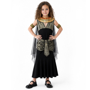 Costume de Cléopâtre égyptienne pour filles de 8 à 13 ans, robe de jeu de rôle pour fête d'Halloween avec col et cape - Product Image 5