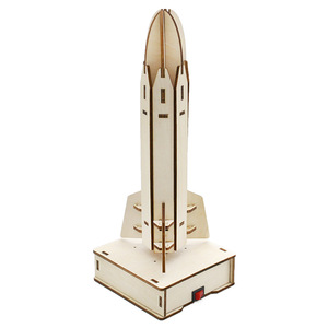 Kit de modèle de fusée en bois pour enfants, jouet d'éducation scientifique, à assembler soi-même, pour enfants de 7 à 9 ans, contrôle manuel, forme géométrique - Product Image 3