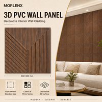 Panneau mural 3D en PVC finition noyer MORLENX, revêtement décoratif cannelé angulaire pour bureaux de direction et intérieurs d'hôtels