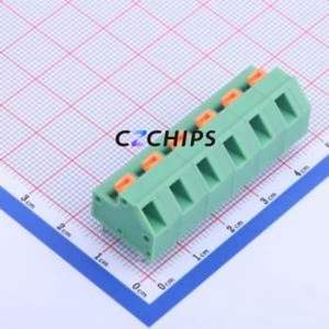 KF237-7.62-6P Spring Terminal Block Through hole Component (THT),P=7.62mm Connector 1x6P 7.62mm Green 6P - Product Image 1