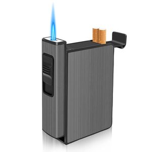 Étui à cigarettes portable en métal et plastique, coupe-vent, étanche, doré, avec logo personnalisé et briquet à gaz – Vente en gros - Product Image 1