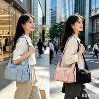 Bolso de Hombro Multibolsillos, Manos Libres, Correa Única, Ligero, Compacto, de Nailon con Cierre, Resistente al Agua, para Mujer