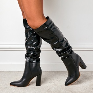 Nouvelles bottes pour femmes à talon épais et pointu, hauteur genou, tendance Europe et Amérique 2025, collection hiver 2022 - Product Image 2