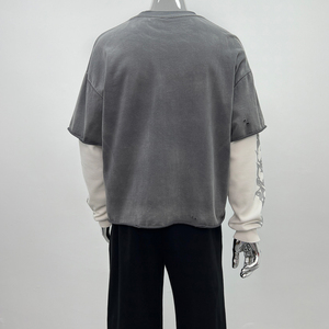 Camiseta Premium Oversize Gráfica para Hombre, de Lujo, Doble Capa, Manga Larga, Lavado Ácido, Estilo Boxy, de Verano, de Gran Gramaje - Product Image 2