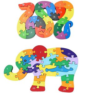 <span class=keywords><strong>Puzzle</strong></span> con alfabeto in legno blocchi di costruzione in legno <span class=keywords><strong>Puzzle</strong></span> in legno animale per bambini <span class=keywords><strong>Puzzle</strong></span> giocattoli-Kit elefante e Snack - Product Image 1