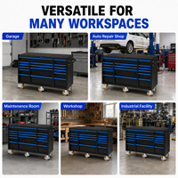 Chariot à outils mobile industriel en acier de qualité supérieure, armoire de rangement roulante multi-tiroirs avec bande bleue pour garage de réparation automobile