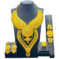 Parures de Bijoux de Mariage Indiennes Lourdes, Bracelet Saoudien et Collier à Longs Glandes