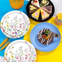 40 Assiettes et Serviettes en Papier Imprimées Sérigraphiées Motif Fleurs Sauvages, Sans BPA, Style Classique, Utilisation Sans Électricité, Idéales pour Baby Shower