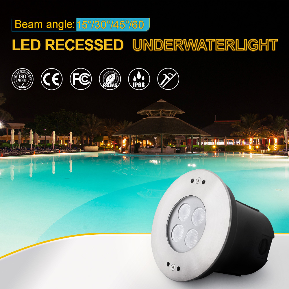 IP68 316 Stainless Steel 16W RGB 4in1 Recessed LED Swimming Pool Light Inground Underwater Lamp