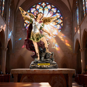 Statue religieuse en résine Saint-Michel, Noël, Nouvel An, faite à la main, peinte à la main, souvenirs chrétiens, décoration de la maison - Product Image 2