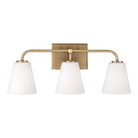 Lustre moderne élégant en laiton de style transitionnel avec abat-jour en verre laiteux pour salle de bain, coiffeuse, couloir, éclairage intérieur