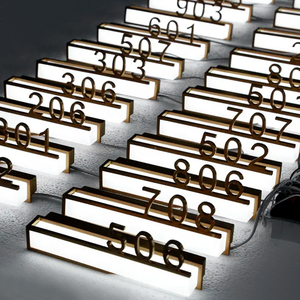 Letrero de Número de Habitación de Hotel de Lujo, Retroiluminado, de Acero Inoxidable, Placa LED para Puerta, Letrero de Número de Habitación Personalizado en Acrílico Dorado - Product Image 5