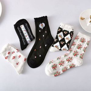 Cotton Autumn Winter Three Dimensional Relief Black White Womens <b>Socks</b> Mid Tube Fashion Korean <b>Socks</b> Women - Product Image 3