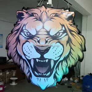 Hayvan kafa şişme kaplan aslan hava kurt balon parti dekorasyon için ışık ile