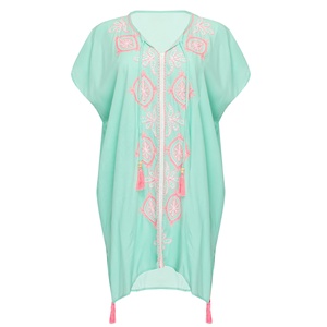 Caftán corto bordado indio tradicional, vestido playero con borlas decorativas, Túnica Bohemia con motivo marroquí - Product Image 4