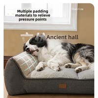 Canapé pour animaux de compagnie grand format, moderne, solide, imperméable, avec coussin de soutien 3 côtés en mousse à mémoire de forme, pour soulager les articulations des chiens, idéal pour le salon intérieur - Vente en gros