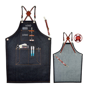 Delantales <span class=keywords><strong>de</strong></span> chef con espalda cruzada ajustable DS5703 <span class=keywords><strong>para</strong></span> cocina, salón <span class=keywords><strong>de</strong></span> cocina, peluquero, delantal <span class=keywords><strong>de</strong></span> barbacoa, delantal <span class=keywords><strong>de</strong></span> mezclilla con bolsillos - Product Image 3