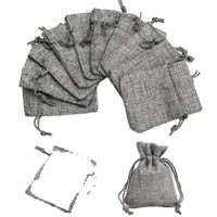 Sacs en toile de jute grise fabriqués en Chine sac à cordon en toile de jute petite faveur de mariage cadeau de jute emballage de bijoux pochette affichage de bijoux