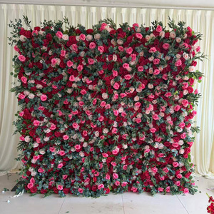 Panneau mural floral MoKtong <span class=keywords><strong>rose</strong></span>, orange et jaune 5D avec roses et tournesols en soie au toucher réel pour la décoration d'événements et de fêtes estivales tropicales - Product Image 6